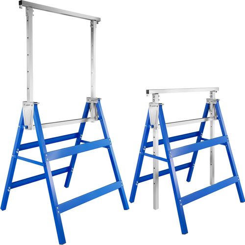 Lot De 2 Tréteaux Télescopiques En Acier Bleu
