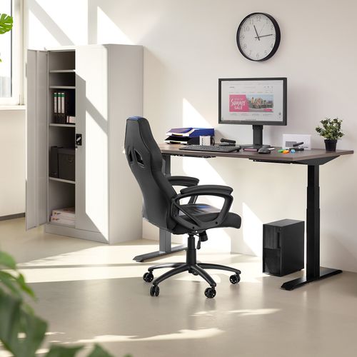 Armoire De Bureau En Acier 4 étagères Réglables En Hauteur Gris