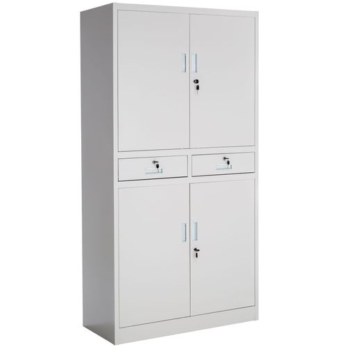 Armoire De Bureau En Acier 3 étagères Réglables En Hauteur Gris