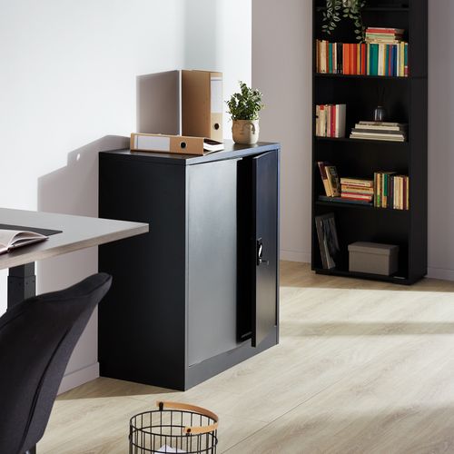 Armoire Métallique De Bureau Verrouillable 2 étagères Réglables Acier Gris 90x40x90cm