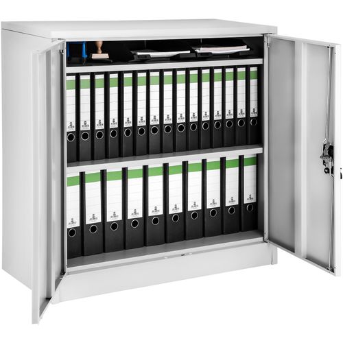 Armoire Métallique De Bureau Verrouillable 2 étagères Réglables Acier Gris 90x40x90cm