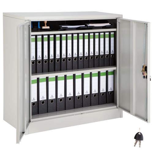 Armoire Métallique De Bureau Verrouillable 2 étagères Réglables Acier Gris 90x40x90cm
