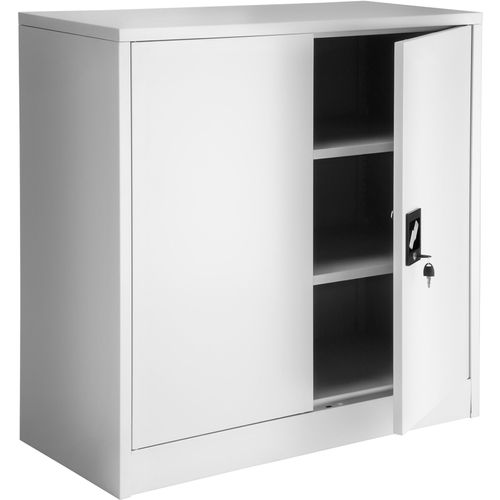 Armoire Métallique De Bureau Verrouillable 2 étagères Réglables Acier Gris 90x40x90cm