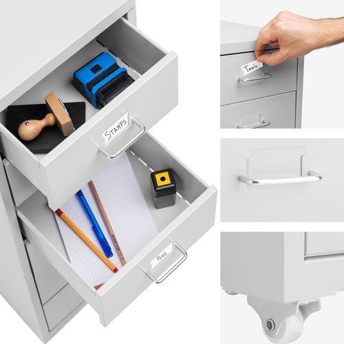 Caisson De Bureau à Roulettes En Métal En Acier Gris Clair