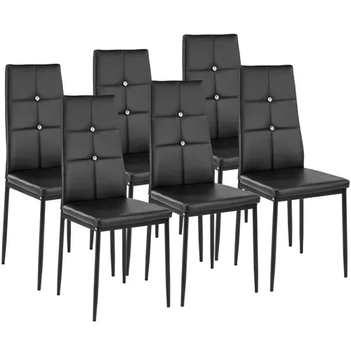 Ensemble De 6 Chaises Salle à Manger Paillettes Cuir Synthétique Noir