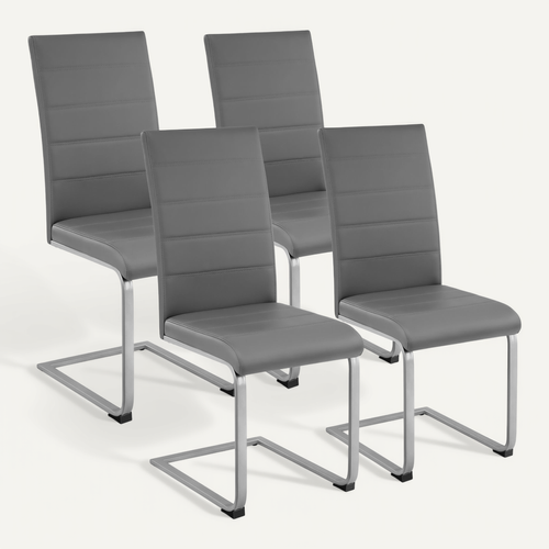 Lot De 4 Ensemble De Chaises De Salle À Manger Bettina En Matière Synthétique Gris