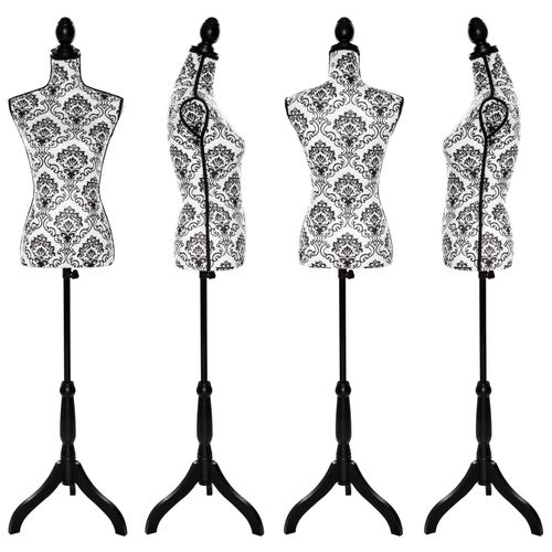 Mannequin De Couture En Mousse De Polystyrène Motif Floral Noir/blanc
