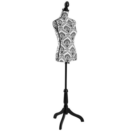 Mannequin De Couture En Mousse De Polystyrène Motif Floral Noir/blanc