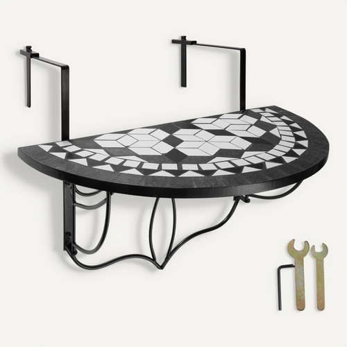 1 Table De Balcon En Acier Noir/blanc
