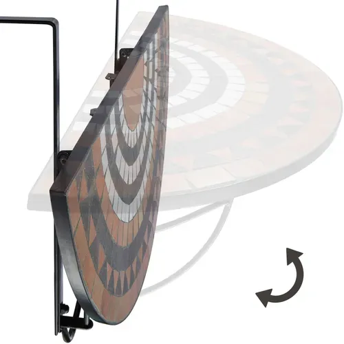 Table De Balcon Acier Mosaïque Et Ciment 75x65x62cm Terracotta/blanc