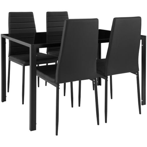 Ensemble Table Et Chaises De Salle à Manger 5 Pièces En Acier Noir