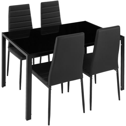 Ensemble Table Et Chaises De Salle à Manger 5 Pièces En Acier Noir