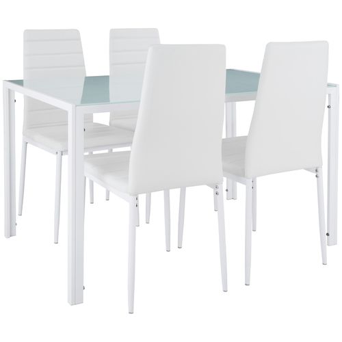 Ensemble Table Et Chaises De Salle à Manger 5 Pièces En Acier Blanc