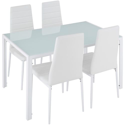 Ensemble Table Et Chaises De Salle à Manger 5 Pièces En Acier Blanc