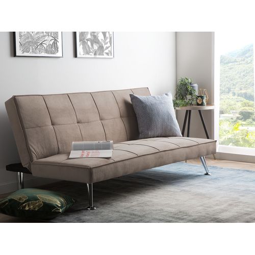 Canapé Convertible 3 Places En Tissu Beige Hasle