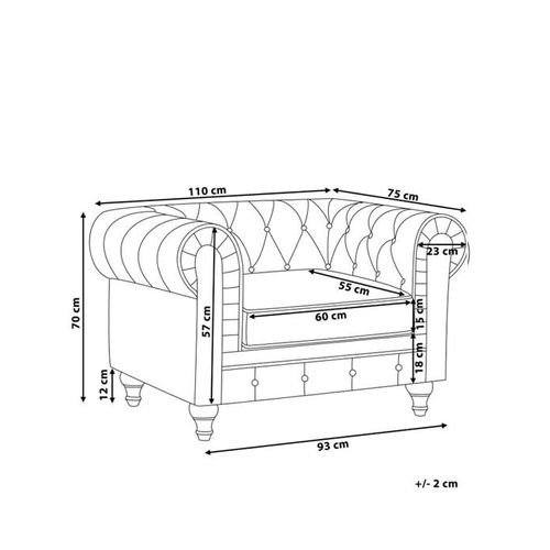 Fauteuil Gris Graphite Chesterfield