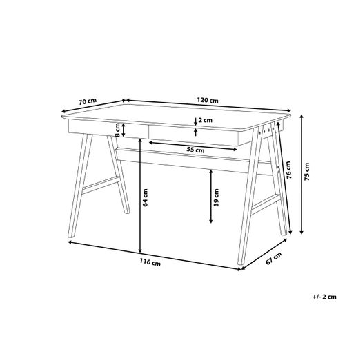 Table De Bureau 120 X 70 Cm Blanc Sheslay
