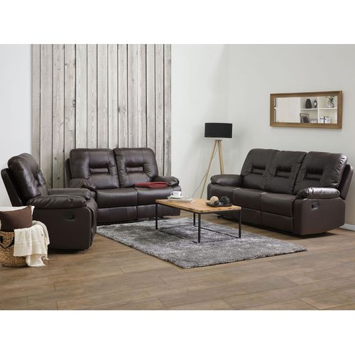 Canapé 3 Places En Cuir Pu Marron Avec Position Réglable Bergen