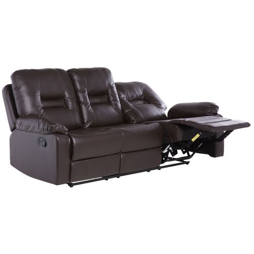 Canapé 3 Places En Cuir Pu Marron Avec Position Réglable Bergen