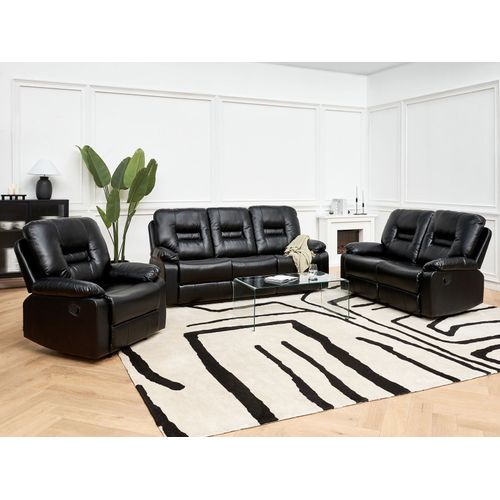 Canapé 3 Places En Cuir Pu Noir Avec Position Réglable Bergen