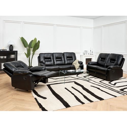 Canapé 3 Places En Cuir Pu Noir Avec Position Réglable Bergen
