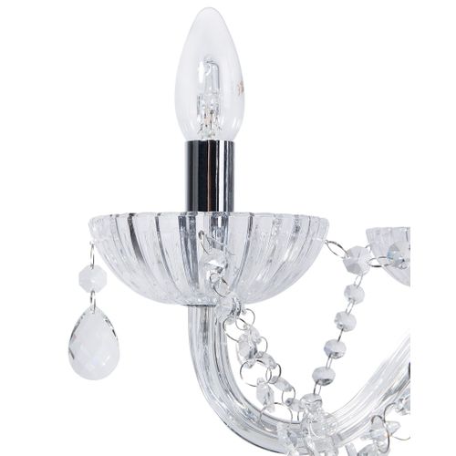 Lustre Argenté En Verre Et Cristal 5 Ampoules Locone