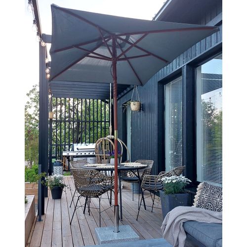 Parasol De Jardin En Bois Avec Toile Gris Foncé 144 X 195 Cm Flamenco