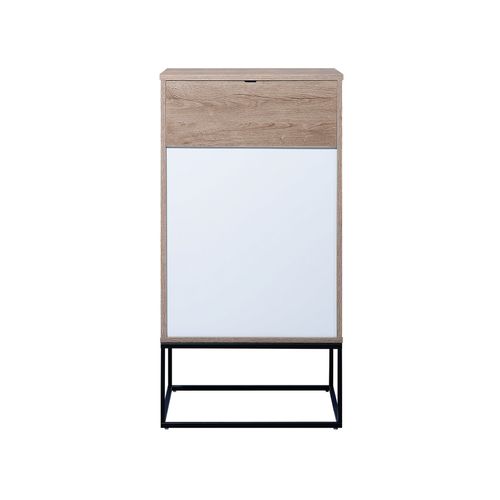 Commode Effet Bois Clair / Noir 4 Tiroirs Acra