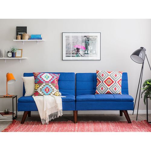 Canapé Convertible 3 Places En Tissu Bleu Cobalt Ronne