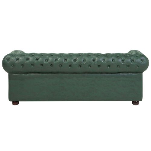 Canapé 3 Places En Cuir Pu Vert Chesterfield