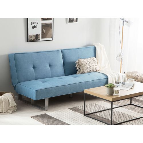 Canapé Convertible 3 Places En Tissu Bleu Dublin
