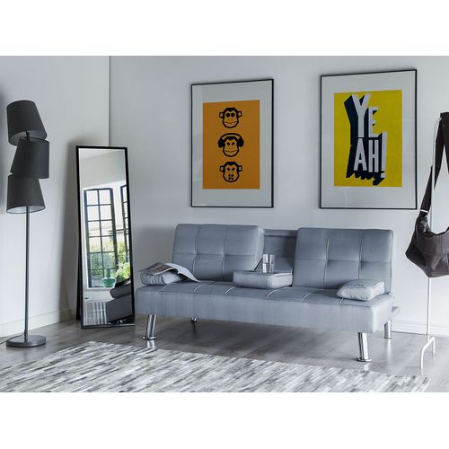 Canapé Convertible 3 Places En Tissu Gris Clair Roxen