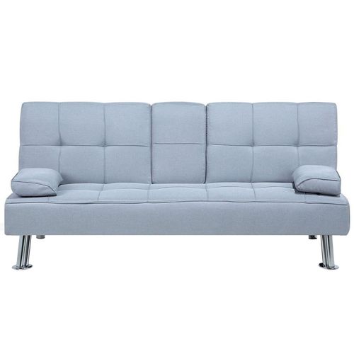 Canapé Convertible 3 Places En Tissu Gris Clair Roxen