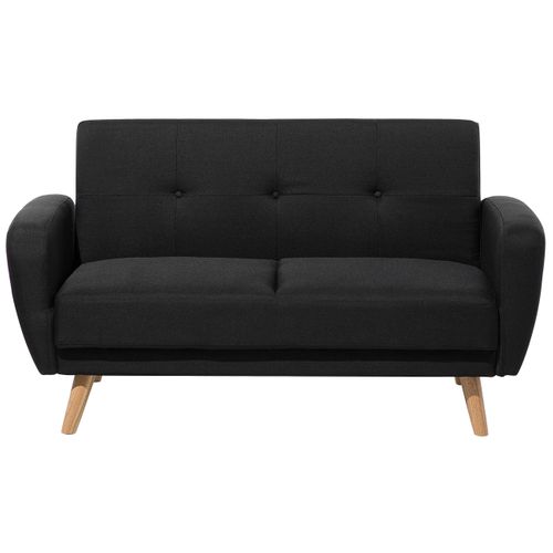 Canapé Convertible 2 Places En Tissu Noir Florli