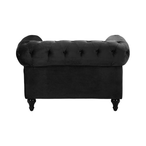 Velours Fauteuil Noir Chesterfield