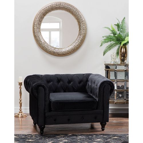 Velours Fauteuil Noir Chesterfield