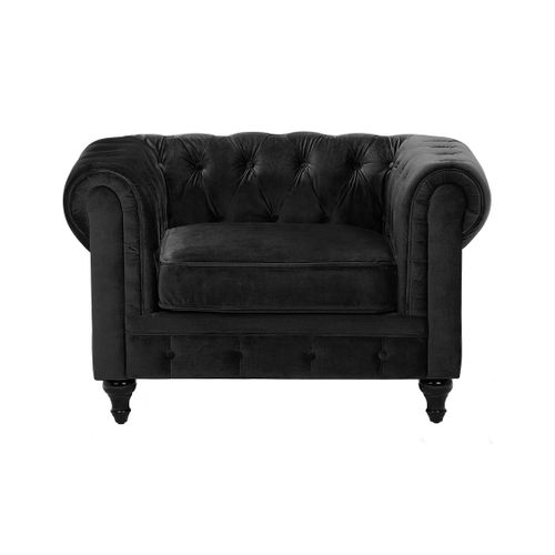 Velours Fauteuil Noir Chesterfield