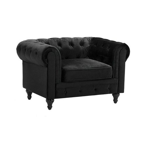 Velours Fauteuil Noir Chesterfield