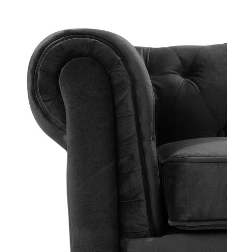 Velours Fauteuil Noir Chesterfield