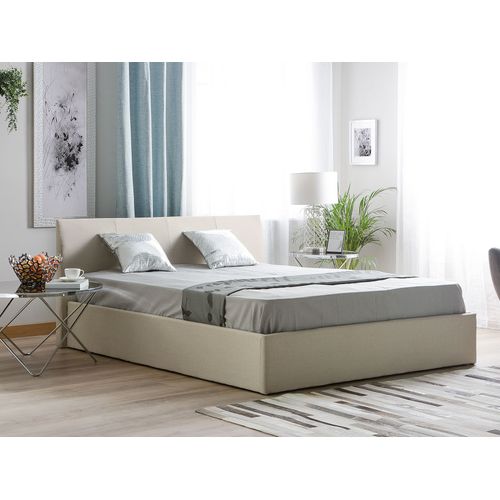 Lit Pouf Tissu Orbey 160 X 200 Cm Beige Clair