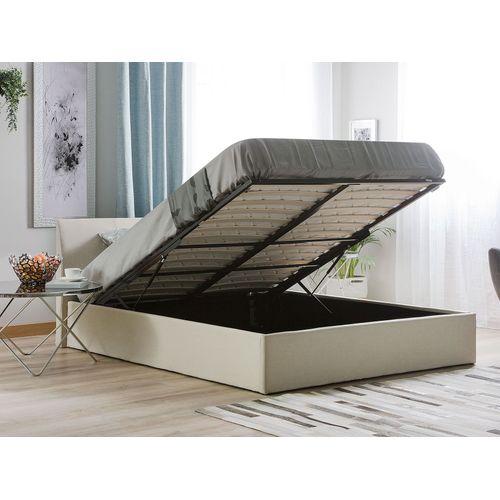 Lit Pouf Tissu Orbey 160 X 200 Cm Beige Clair