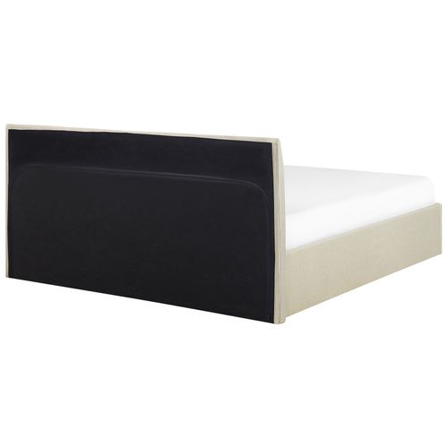 Lit Pouf Tissu Orbey 160 X 200 Cm Beige Clair