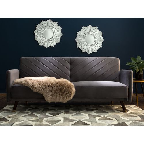 Canapé Convertible 3 Places En Velours Gris Senja