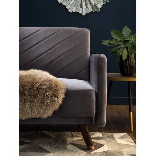 Canapé Convertible 3 Places En Velours Gris Senja