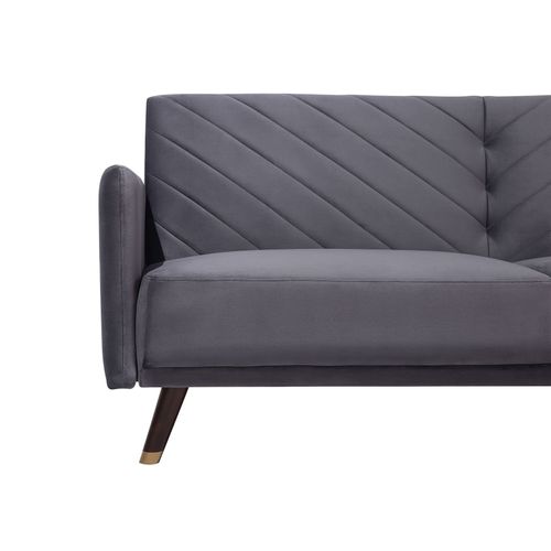 Canapé Convertible 3 Places En Velours Gris Senja