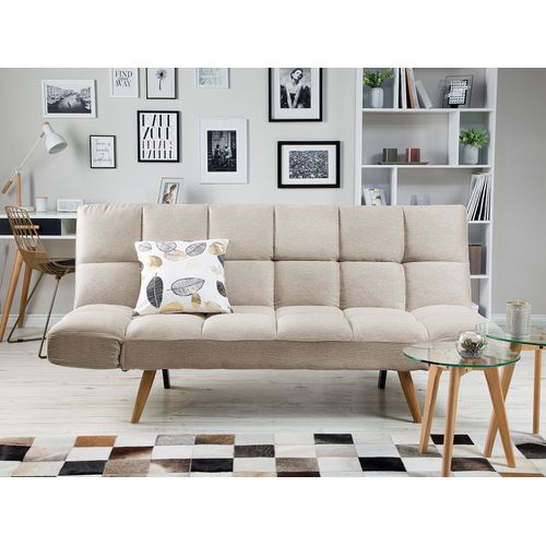 Canapé Convertible 3 Places En Tissu Beige Ingaro