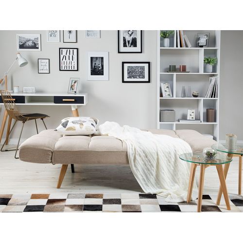 Canapé Convertible 3 Places En Tissu Beige Ingaro