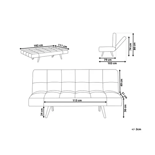 Canapé Convertible 3 Places En Tissu Beige Ingaro
