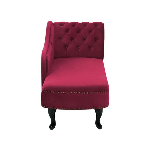 Méridienne Chesterfield Côté Droit En Velours Rouge Nimes