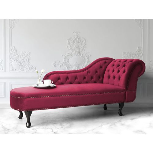 Méridienne Chesterfield Côté Droit En Velours Rouge Nimes